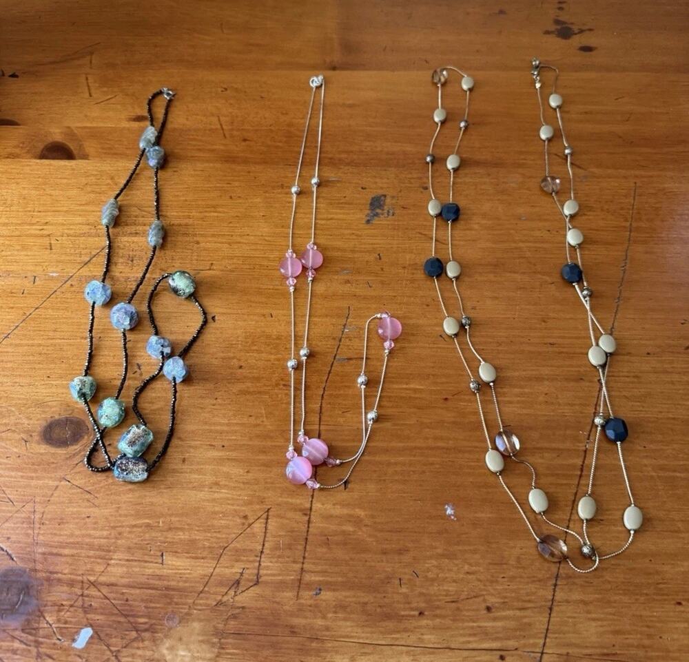 Boho Layering Necklace Bundle Long Delicate Beaded Minimalist Jewelry Lot